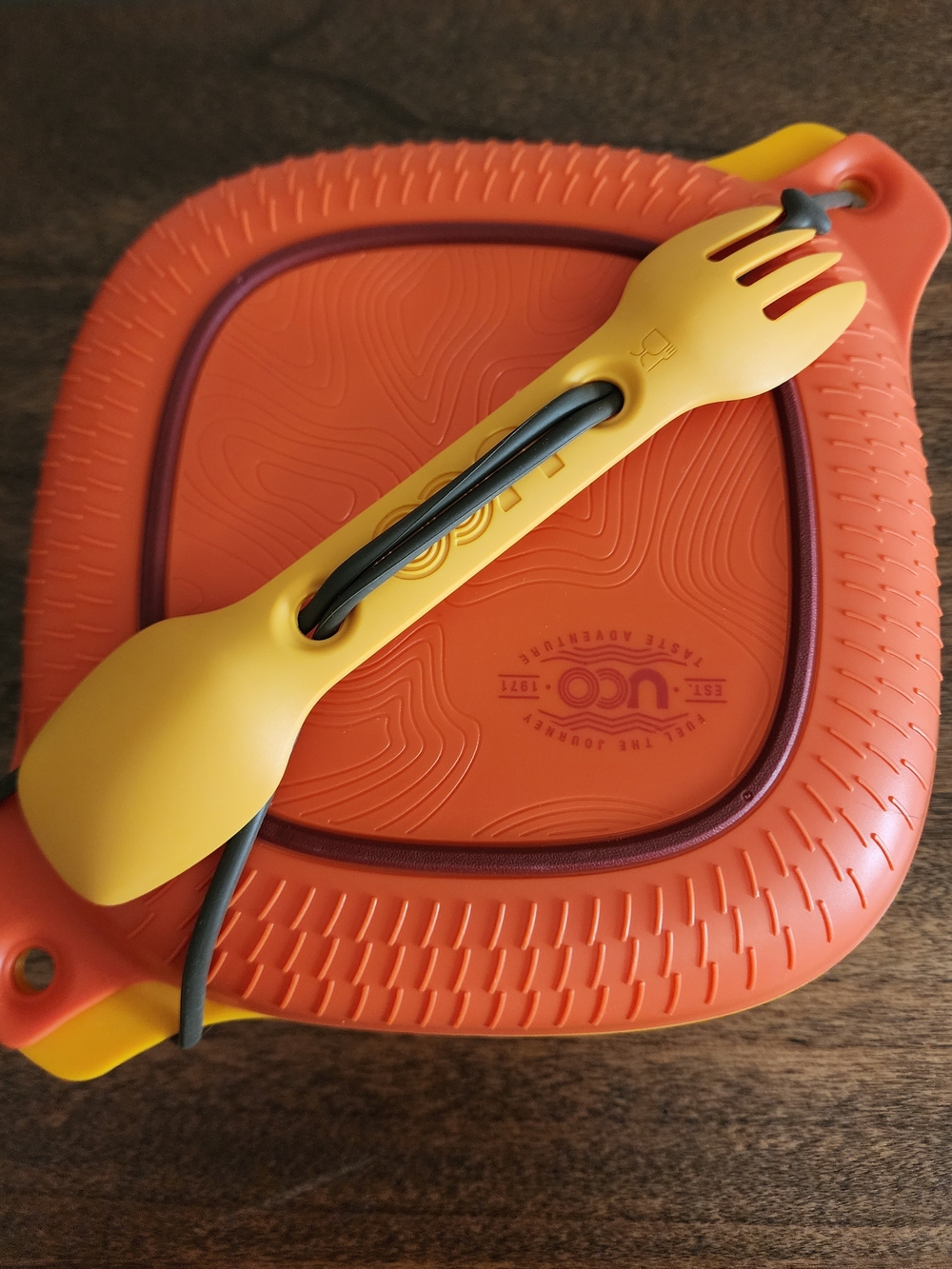 UCO Yellow and Orange Camping Plate Plastic - Compact Outdoor Utensil Set